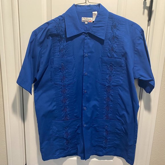 Chic Elegant Guayabera Mexican Cuban Short-Sleeved Men's Shirt - Picture 1 of 4